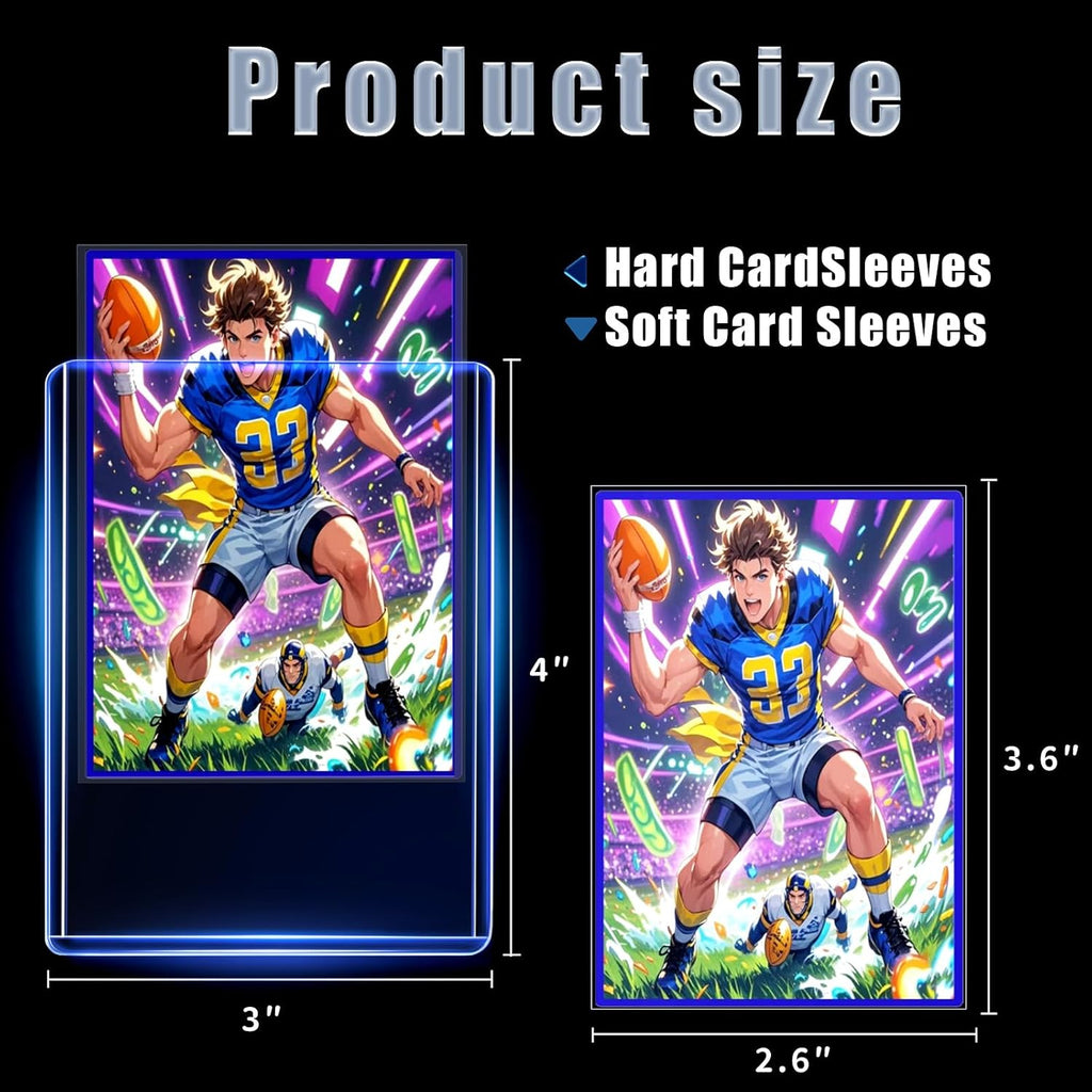 200 Card Sleeves Toploads for Cards,3" X 4" Baseball Card Protectors,Premium Standard Size Trading Hard Plastic Card Holder for Sports Football Cards(100 Hard Protectors +100 Soft Sleeves)