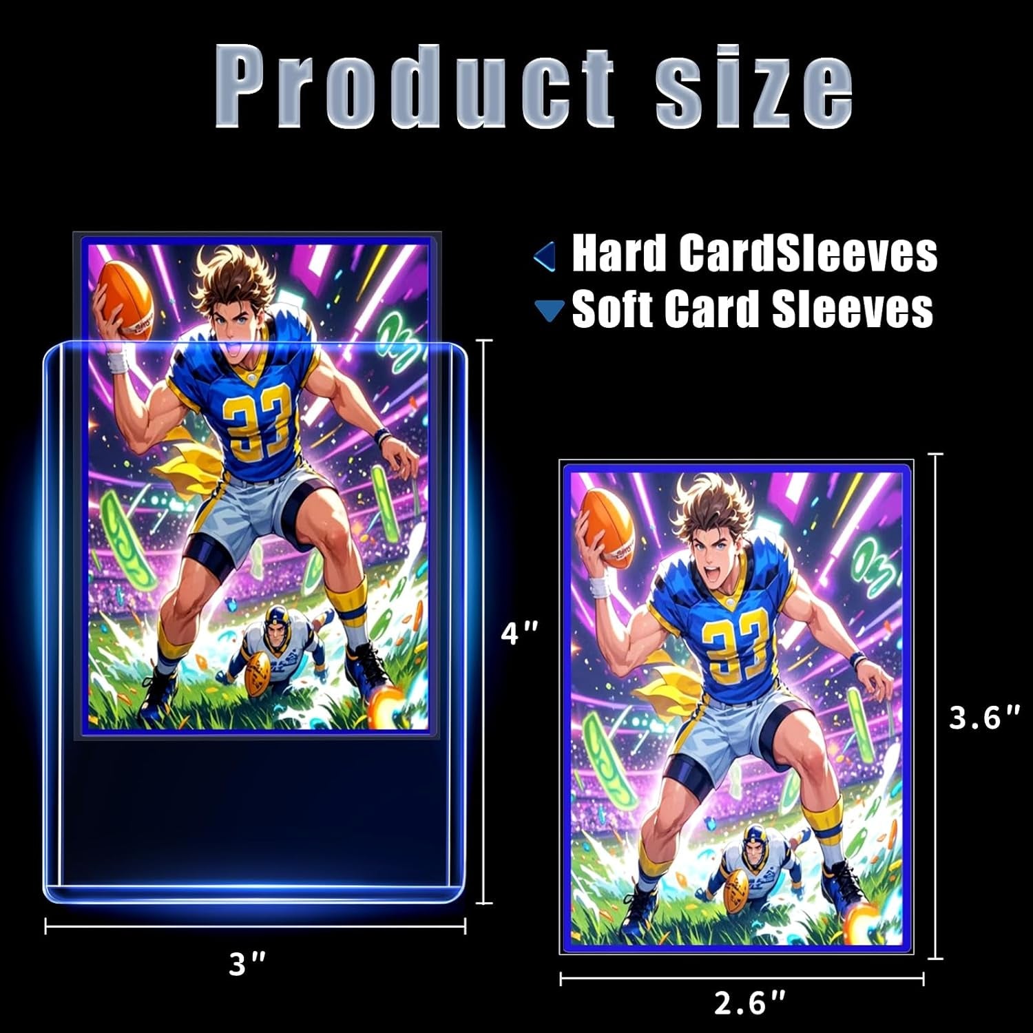 200 Card Sleeves Toploads for Cards,3" X 4" Baseball Card Protectors,Premium Standard Size Trading Hard Plastic Card Holder for Sports Football Cards(100 Hard Protectors +100 Soft Sleeves)