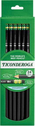 Wood-Cased Pencils, 2 HB Soft, Black, 24 Count