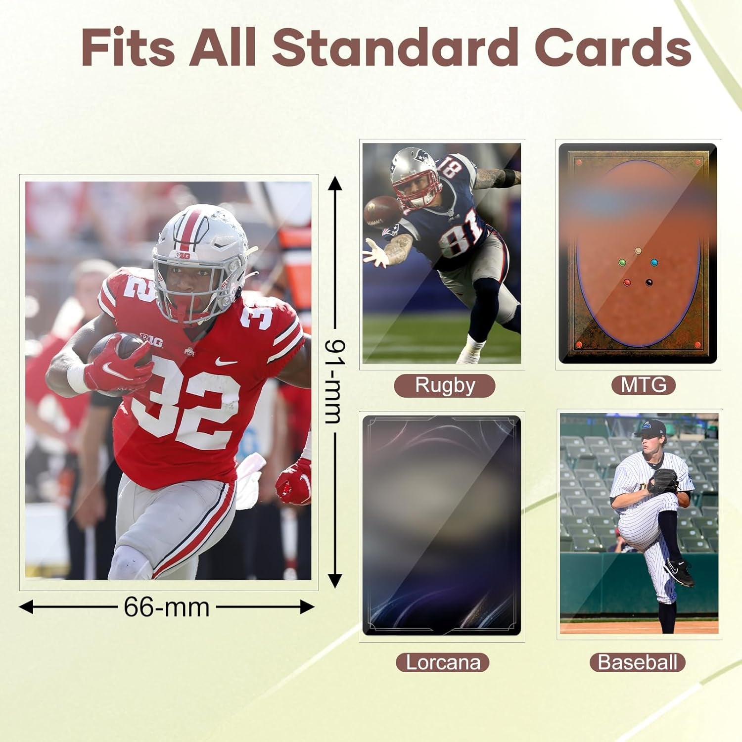 100 Count Card Sleeves, Clear Soft Trading Card Sleeves, Polypropylene (PP), Fit for MTG, TCG, Baseball, Football, Game Cards