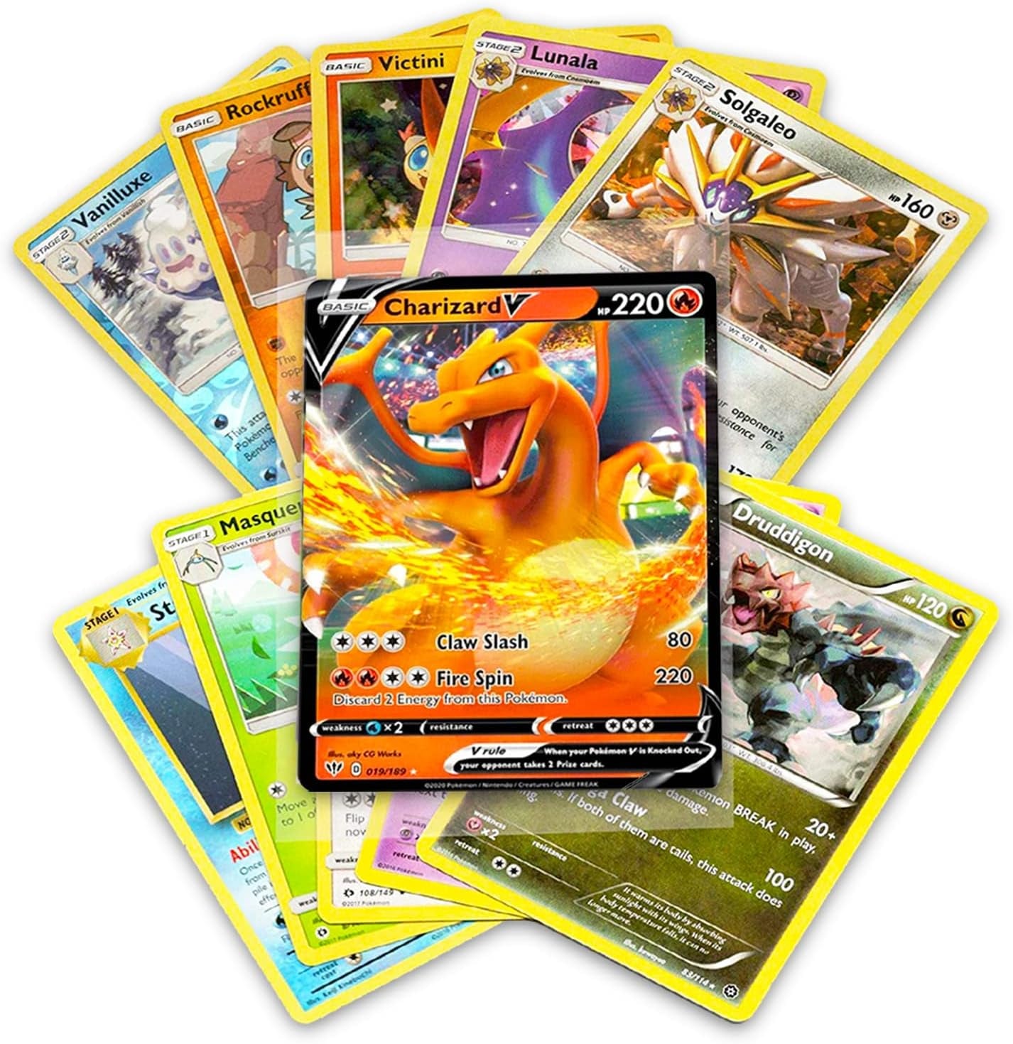 50+ Official Pokemon Cards Collection with 5 Foils in Any Combination and at Least 1 Rarity, GX, EX, FA, Tag Team, or Secret Rare