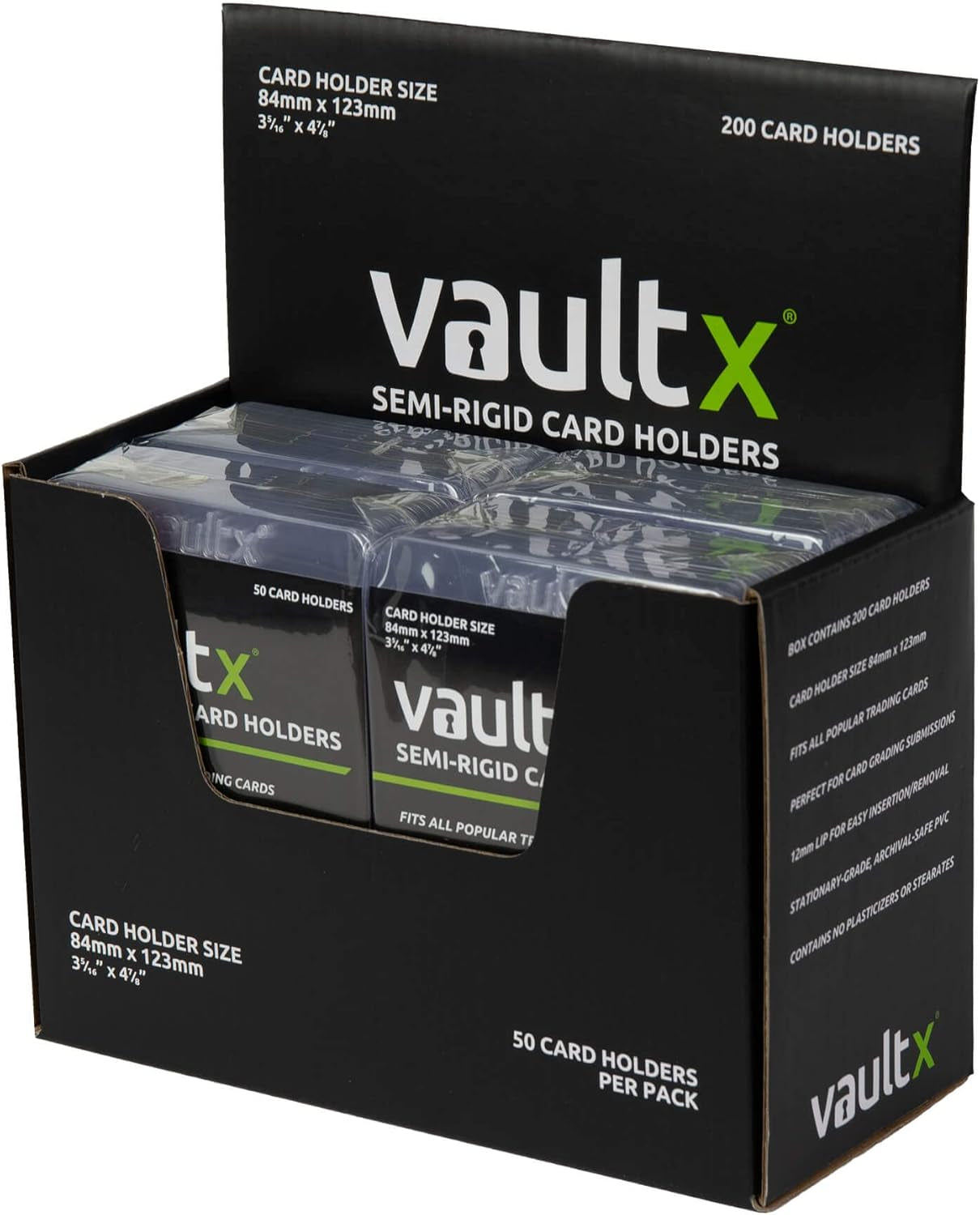Semi-Rigid Trading Card Holders (200 Pack), Hard Sleeves for Trading Card Grading Submissions, Card Protectors