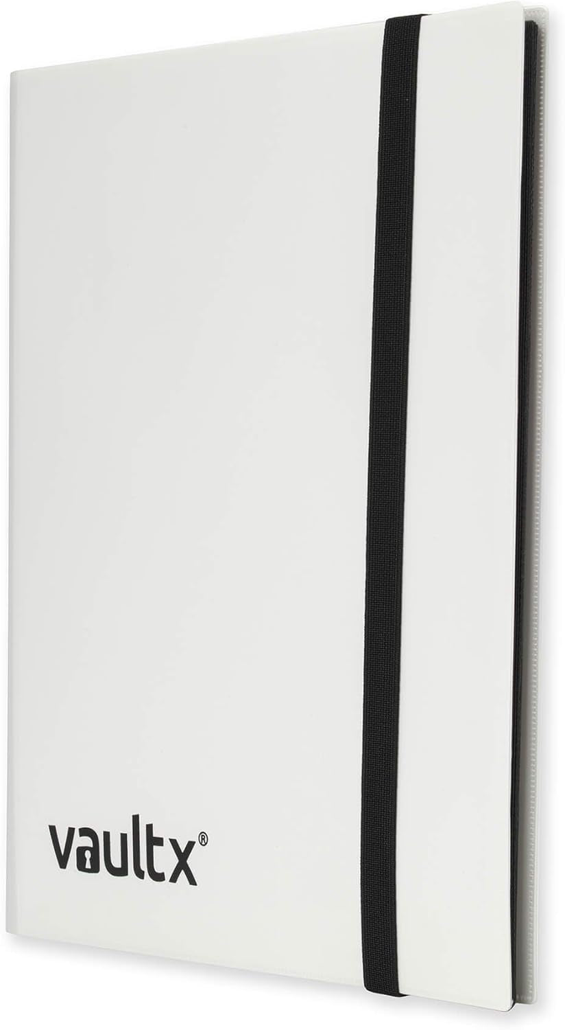 9 Pocket Standard Strap Binder, Holds 360 Trading Cards in 20 Side-Loading Pages (White)