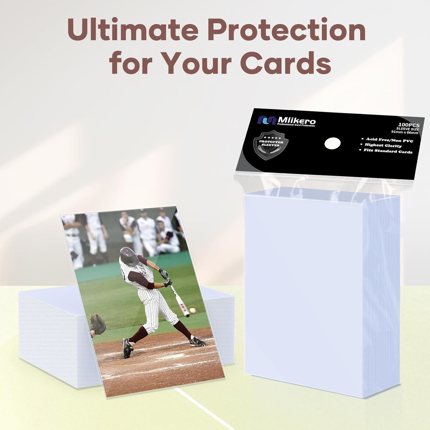 100 Count Card Sleeves, Clear Soft Trading Card Sleeves, Polypropylene (PP), Fit for MTG, TCG, Baseball, Football, Game Cards