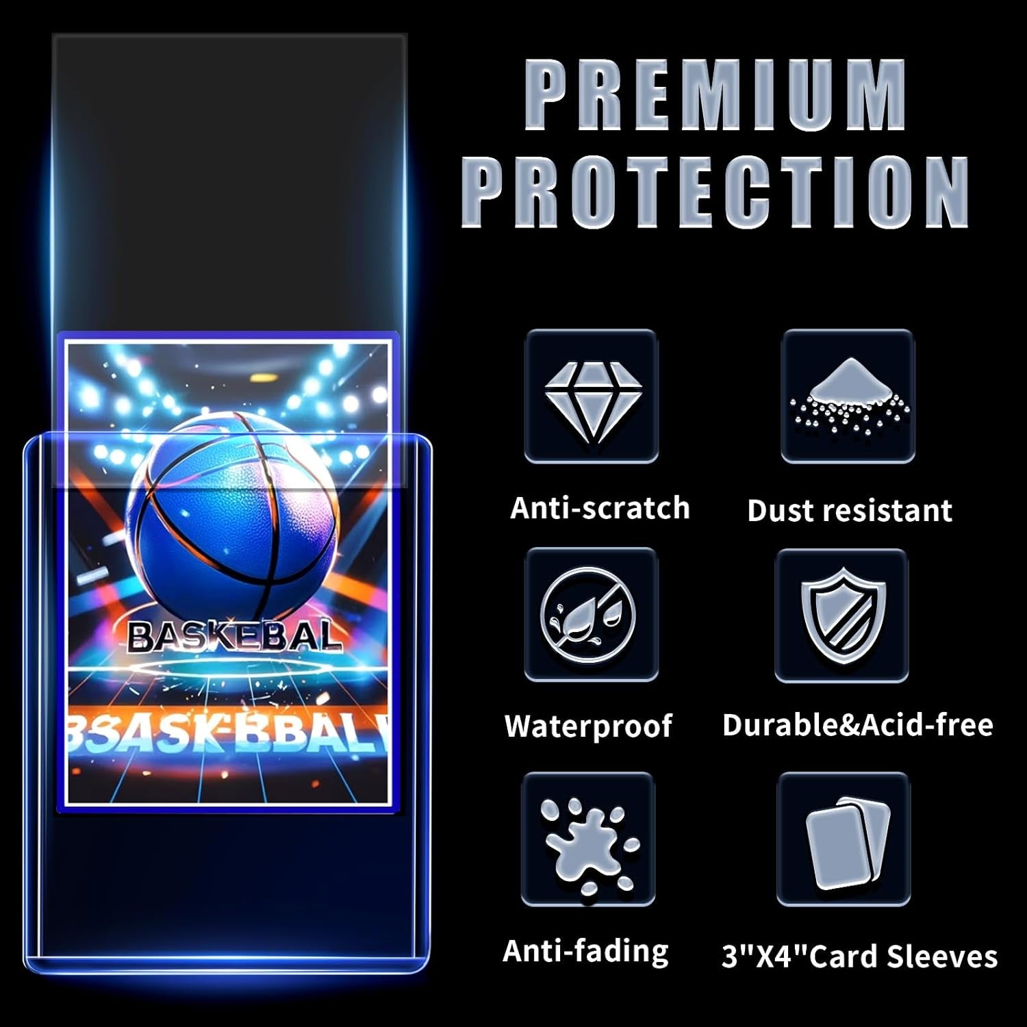 200 Card Sleeves Toploads for Cards,3" X 4" Baseball Card Protectors,Premium Standard Size Trading Hard Plastic Card Holder for Sports Football Cards(100 Hard Protectors +100 Soft Sleeves)