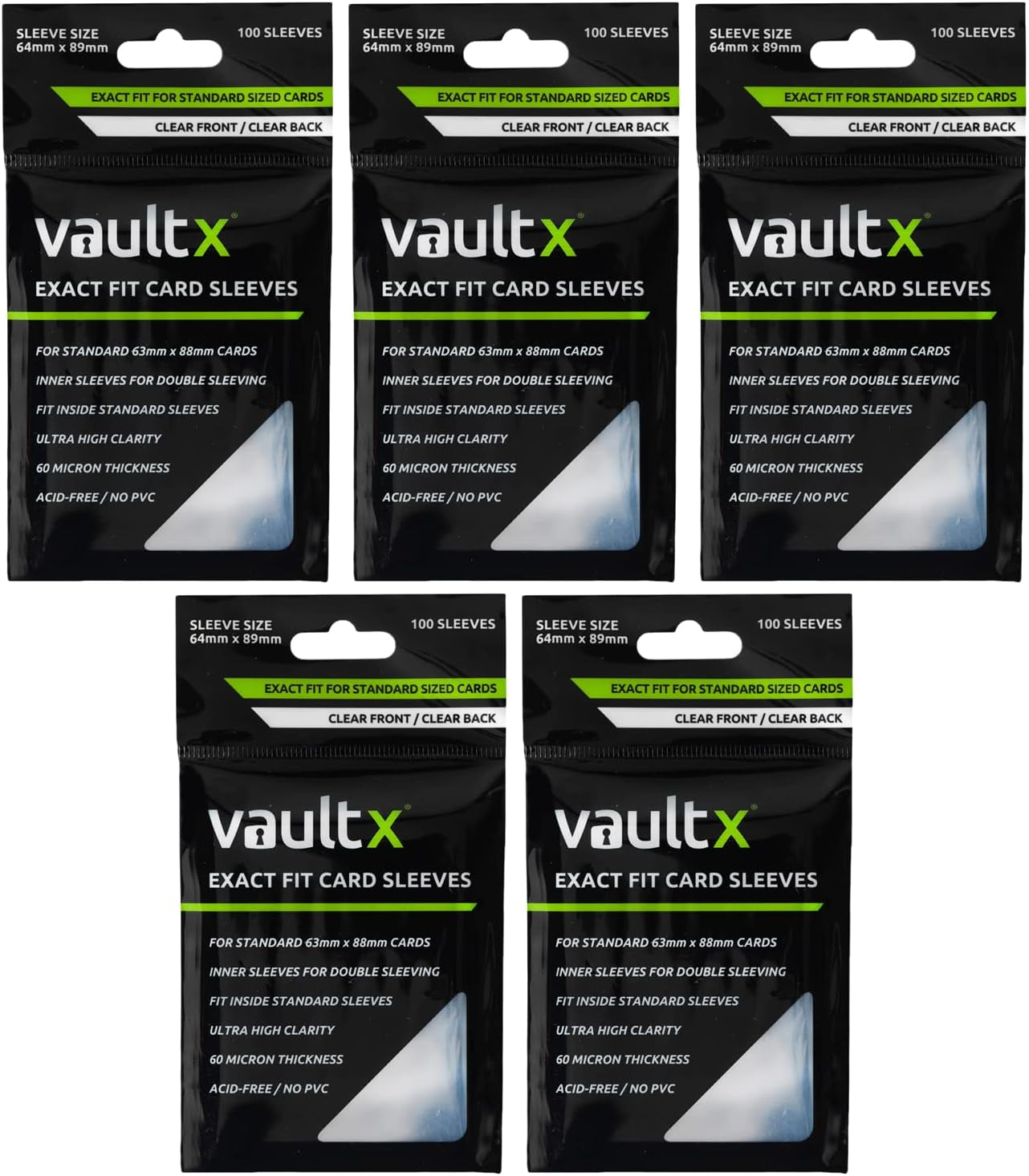 Exact Fit Sleeves (500 Pack) Perfect Inner Sleeves for Trading Cards, Clear